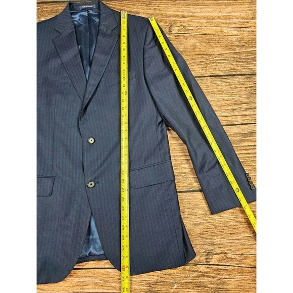 Daniel Cremieux Loro Piana Dawson 40L Super 130s Wool Blue Stripe Blazer Jacket